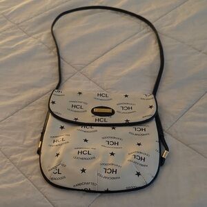 HCL Handcrafted Leather Crossbody Bag - White and Black